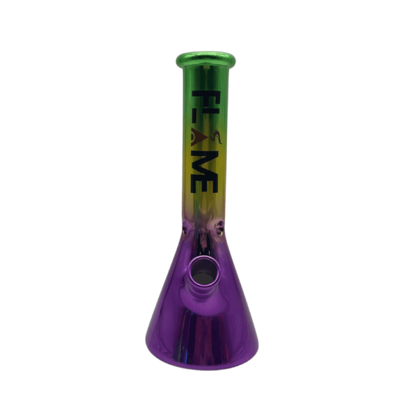 Flame 11″ Metallic Beaker Glass Bong